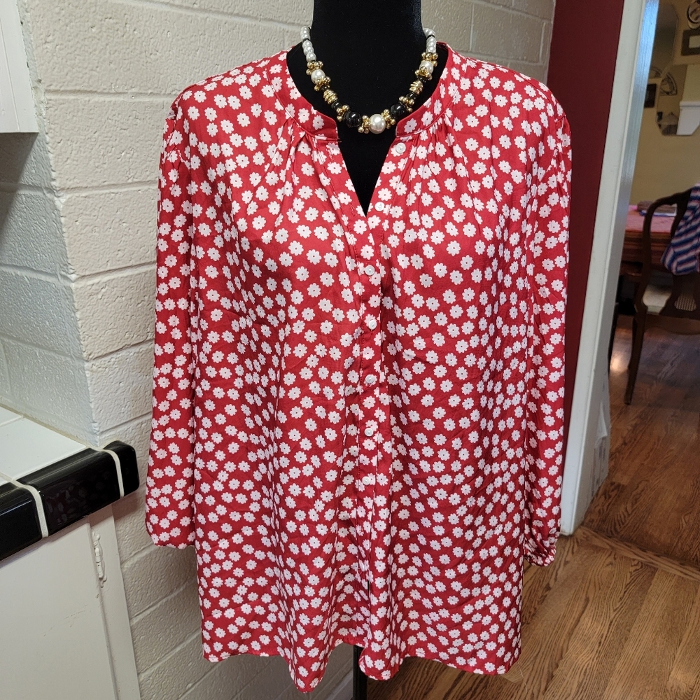 Tendency Red And White Floral Top